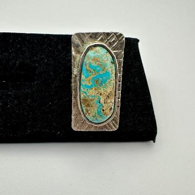 Signed Sterling Jewelry Ring with Turquoise
