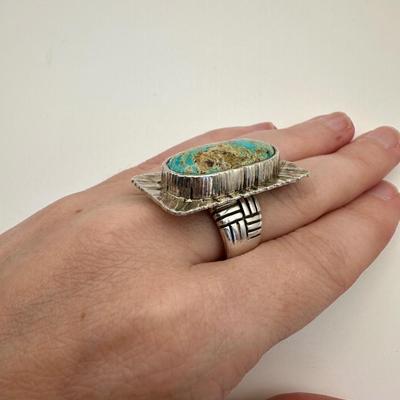 Signed Sterling Jewelry Ring with Turquoise
