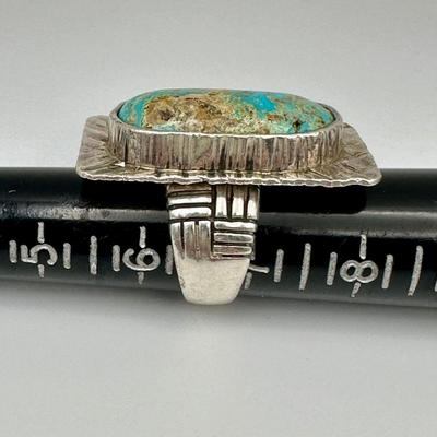Signed Sterling Jewelry Ring with Turquoise