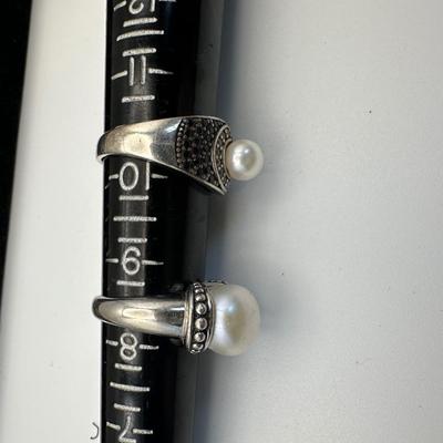 Pearl rings Marked 925 various makers