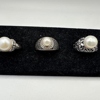 Pearl rings Marked 925 various makers