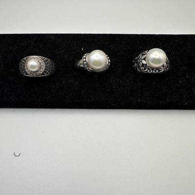 Pearl rings Marked 925 various makers