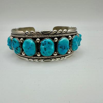 Zuni Sterling Jewelry with Turquoise signed RLB- Robert & Bernice Leekya