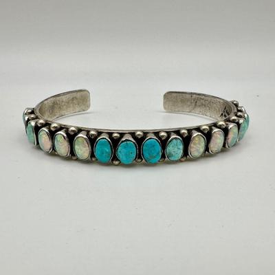 Signed Ganado Navajo Sterling Jewelry with Turquoise & opals
