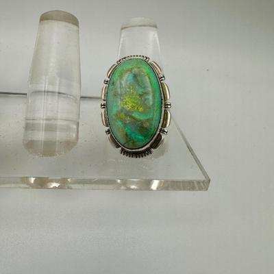Signed JF Sterling Jewelry Ring with Turquoise