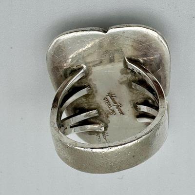Signed Adam Fierro Sterling Jewelry Ring with Turquoise