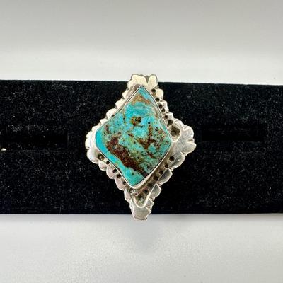 Signed Adam Fierro Sterling Ring Jewelry with Turquoise