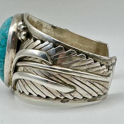 Signed Adam Fierro Sterling Cuff Jewelry with Turquoise