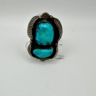 Signed M. Haley Sterling Ring Jewelry with Turquoise