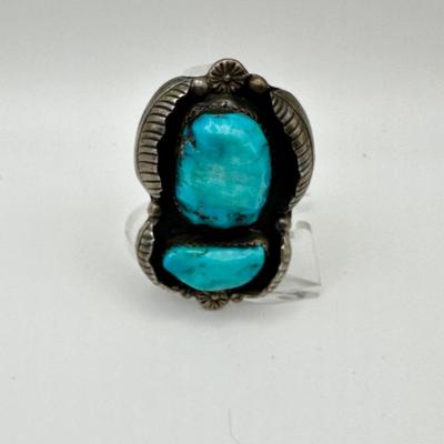 Signed M. Haley Sterling Ring Jewelry with Turquoise