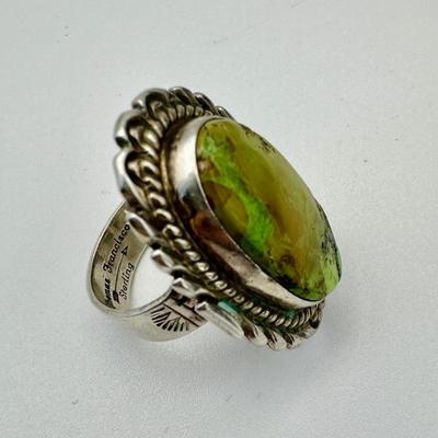 Signed Sterling Jewelry with Green Turquoise by Thomas Francisco