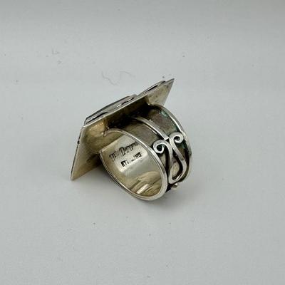 “The Dreamer” Sterling Jewelry Ring with dark green stone
