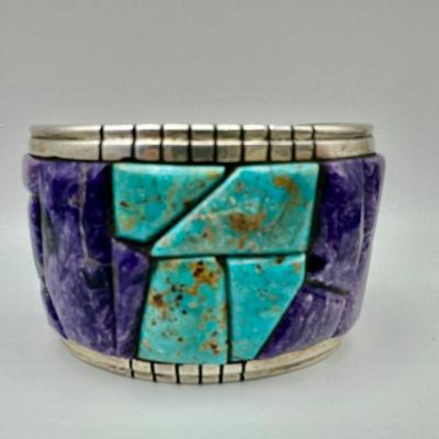 Signed K Sterling Cuff Jewelry with Turquoise