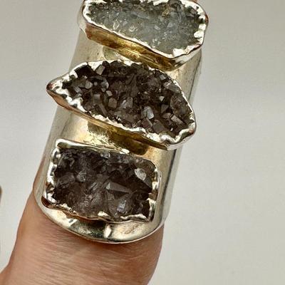 Silver tone Jewelry with Druzy quartz