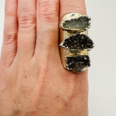 Silver tone Jewelry with Druzy quartz