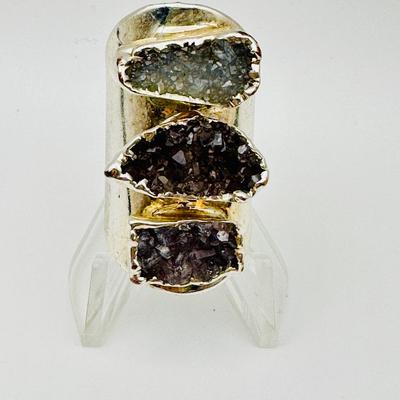 Silver tone Jewelry with Druzy quartz