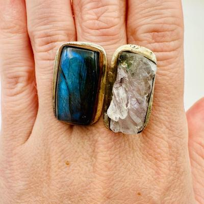 Unmarked Sterling Jewelry with Labrodite