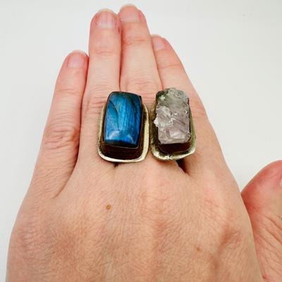Unmarked Sterling Jewelry with Labrodite