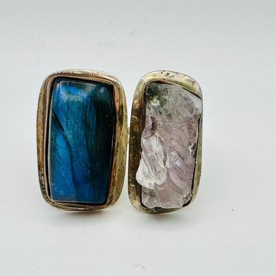 Unmarked Sterling Jewelry with Labrodite