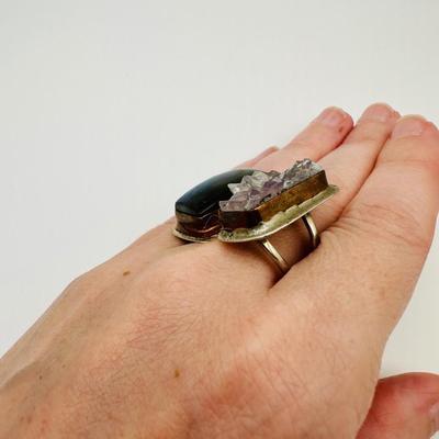 Unmarked Sterling Jewelry with Labrodite