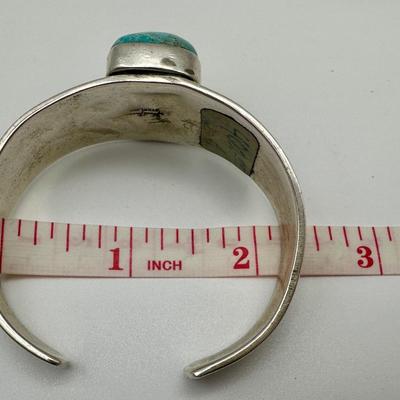 Signed Adam Fierro Sterling Jewelry Cuff with Turquoise