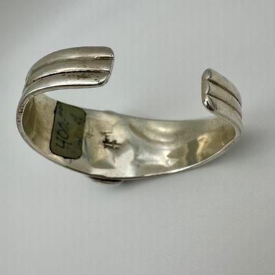 Signed Adam Fierro Sterling Jewelry Cuff with Turquoise