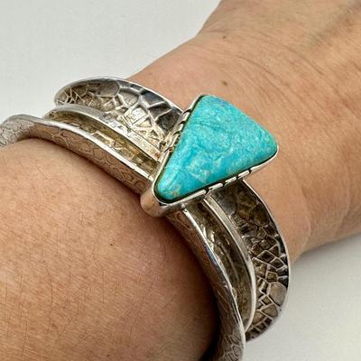 Signed Jewelry Koop Sterling Jewelry w/ Turquoise - Hairline fracture