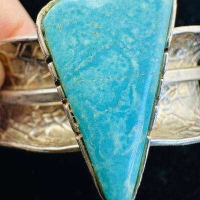 Signed Jewelry Koop Sterling Jewelry w/ Turquoise - Hairline fracture