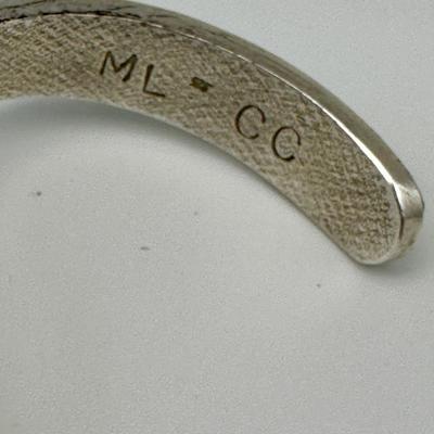 Signed ML CC Sterling Jewelry Cuff with Turquoise