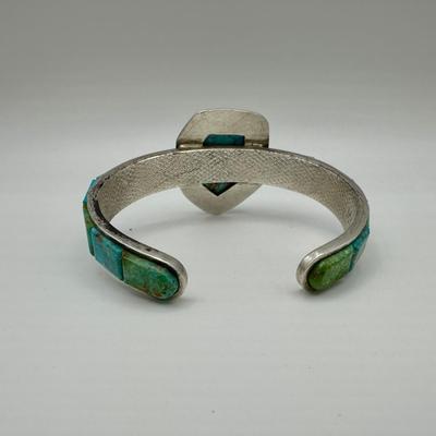 Signed ML CC Sterling Jewelry Cuff with Turquoise