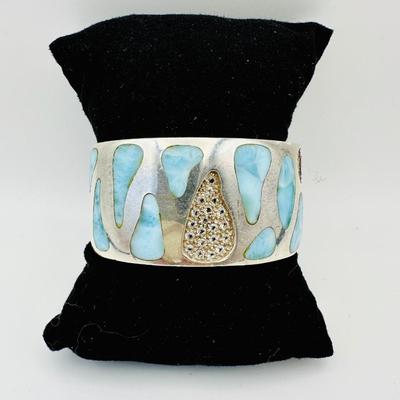 Sterling Jewelry with Larimar & White Topaz Signed w/ Rose Taylor Gallery Retail over $1300