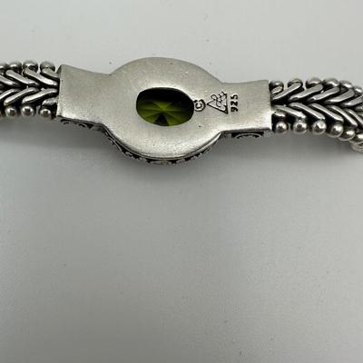 Sterling signed Jewelry with Green Stone