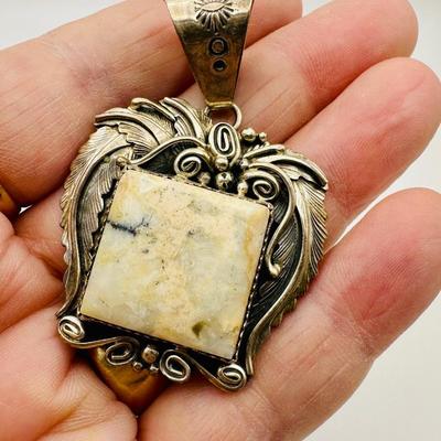 Sterling Jewelry with Signed Pendant w/ Buffalo Turquoise