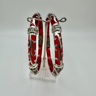 Sterling Jewelry Resin & 925 by Angelique de Paris - Pair Veranda collection