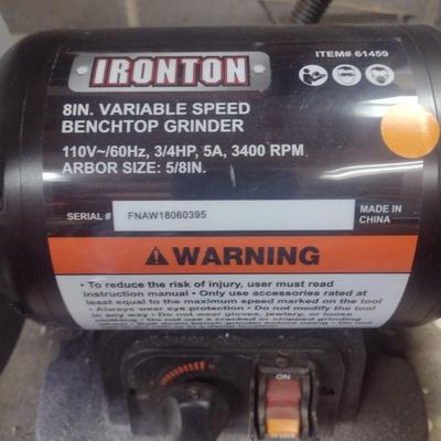 Ironton 8" Variable Speed Benchtop Grinder