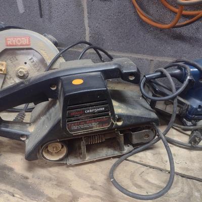 Set of Three Hand Power Tools includes Belt Sander, Hand Sander and Circular Saw