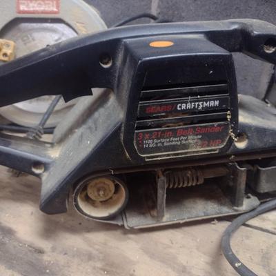 Set of Three Hand Power Tools includes Belt Sander, Hand Sander and Circular Saw