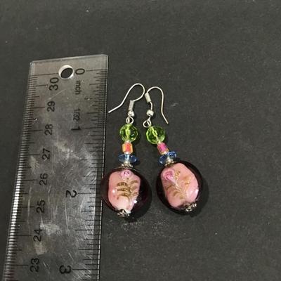 Pretty glass flower dangle earrings