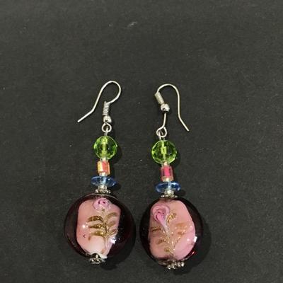 Pretty glass flower dangle earrings
