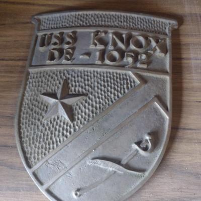 Vintage Brass or Bronze USS Knox Destroyer Escort Ship Plaque