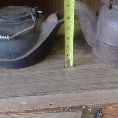 Pair of Vintage Cast Iron Kettles or Humidifiers