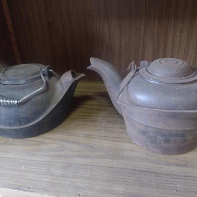 Pair of Vintage Cast Iron Kettles or Humidifiers