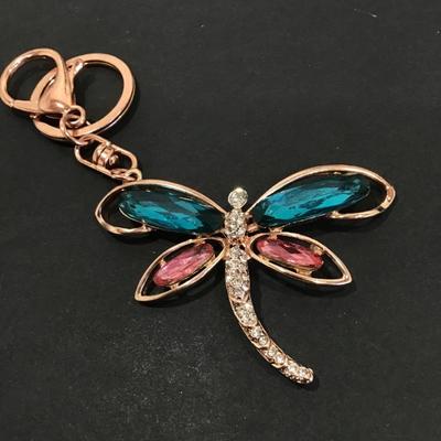 Cute rose gold tone dragonfly keychain