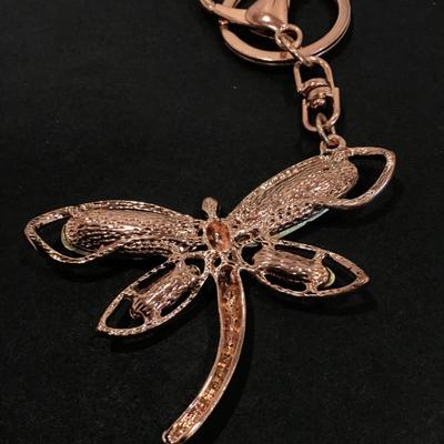 Cute rose gold tone dragonfly keychain