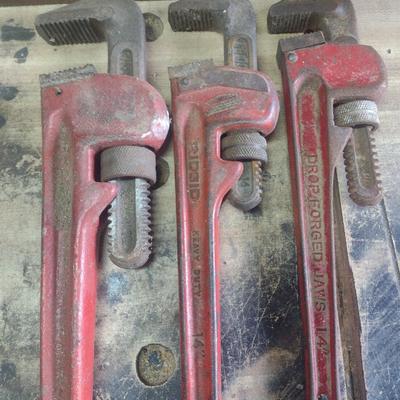 Set of Three Heavy Duty Pipe Wrenches