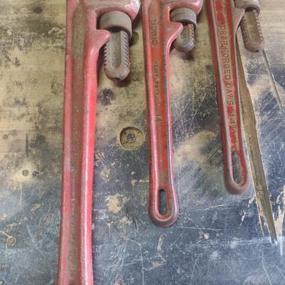Set of Three Heavy Duty Pipe Wrenches