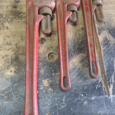 Set of Three Heavy Duty Pipe Wrenches