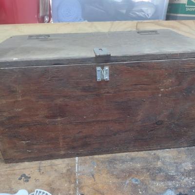 Vintage Hand Crafted Large Storage Box with Contents of Various Tools