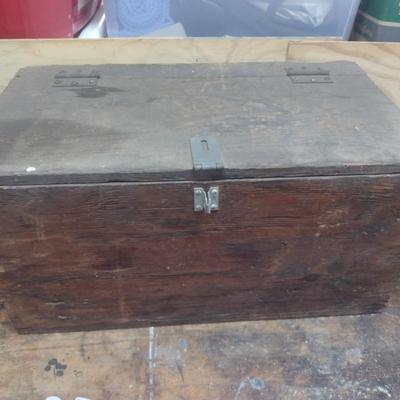 Vintage Hand Crafted Large Storage Box with Contents of Various Tools