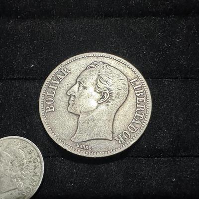 BOLIVAR AND 5 CENTAVOS SILVER COINS
